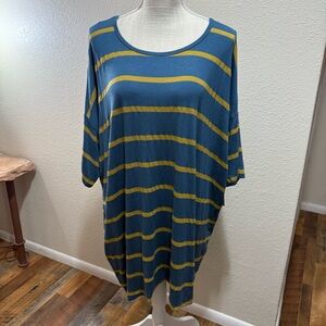 LuLaRoe - Irma - Blue and Yellow Striped Top - Size XL - NWT